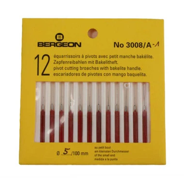 Bergeon 3008 Pivot Cutting Broach Set 12 Broaches .05mm 3 Bergeon 3008 Pivot Cutting Broach Set 12 Broaches .05mm